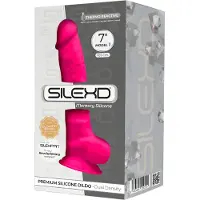 Silexd 7 - imukupeilla varustettu, kiveksellinen dildo - 17,5 cm (pinkki)