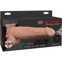 Pipedream Fetish Strap-On 9 - kiinnitettävä, ontto, suihkuttava dildo (naturaali)