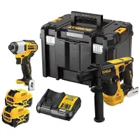 DeWalt Työkalusarja DCK2104P2T-QW (DCG801 + DCH072); 12 V; 2x5,0 Ah akku