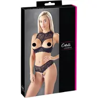 Cottelli collection Cottelli Half-Cup Pitsinen Alusasusetti - Musta - M