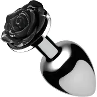 Booty Sparks Black Rose - alumiininen anustappi (hopea-musta)