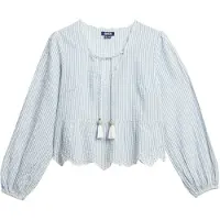 Superdry for woman. W6012100A Broderie blouse blue (M), Casual, Cotton, Long sleeve