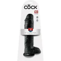 King Cock 11 - dildo imukupilla ja kiveksillä - musta 28cm