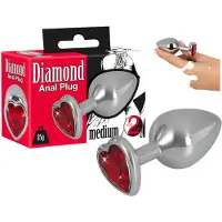 You2Toys - Diamond - 85 g alumiininen anustappi (hopea-punainen)