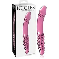 Icicles No. 57 - kaksipäinen lasidildo penis - pinkki