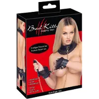 Bad Kitty Bondage Set Frill kaulapanta- ja käsirautasetti Musta