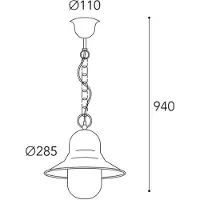 MORETTI Luce Ulkona roikkuva valaisin Campanula 2094, antiikkimessinki, Ø 29 cm, IP44 Campula himmennettävä, Pronssi/messinki, Messinki, Antiikki