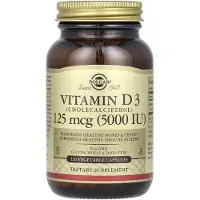 Solgar - D3-vitamiini, 5000 IU, 125 mcg (100 kapselia)