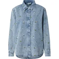 ONLY Onlvera L/S Flower Emb Shirt Dnm Noos - Blue - XS