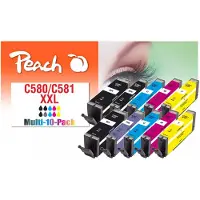 Peach PI100-437, Erittäin (Super) korkea värintuotto, Musta, Syaani, Magenta, Valokuvasininen, Keltainen, 23 ml, 12 ml, 10 kpl, Monipakkaus