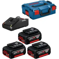 Bosch Tarvikesarja 0615990L3T; 18V; 3x5,0 Ah + Laturi GAL18V-40 akkutyökaluille