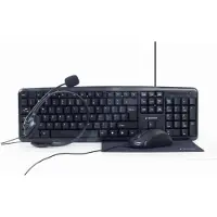 Gembird KBS-UO4-01, Täysikokoinen (100 %), Langallinen, USB, QWERTY, musta, Sisältää hiiren