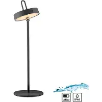 JUST LIGHT Amag LED ladattava pöytävalaisin, musta, rauta, IP44 Amag, himmennettävä, Musta, Olohuone/ruokailutila, Metalli, Moderni