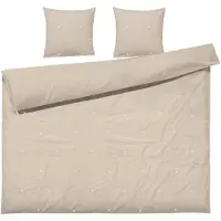 Juna Daisy Påslakanset 220X220 Cm Sand/Vit Se - Beige - 220X220CM