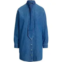 Ralph Lauren Denim Tie-Neck Shirtdress - Blue - 36