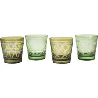 Pols Potten - Tie Up Tumbler Lasi 8,5 cm 4 kpl Oliivinvihreä
