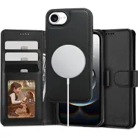 TechProtection iPhone 16e/17e 2-in-1 lompakkokotelo - Magsafe-yhteensopiva - Musta