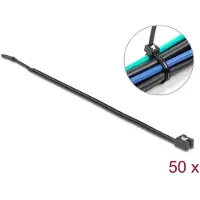 DeLOCK 19469, Kaksiaukkoinen johdinside, Muovi, Musta, 7 cm, -40 - 85 °C, 280 mm