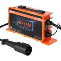 Vevor 48 voltin golfkärryjen akkulaturi, 15 AMP, älykäs akkulaturi 3-nastaisella pyöreällä pistokkeella, yhteensopiva lyijyhappo-AGM/GEEL/EFB MF -täyttöisten NMC LiFePO4 -akkujen kanssa golfautoihin,