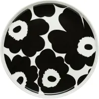 Marimekko Oiva - Unikko lautanen 20 cm, valkoinen - musta