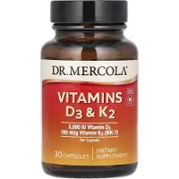 Dr. Mercola , Vitamiinit D3 & K2, 30 Kapsulia