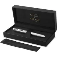 Parker Sonnet Ciselé Special Edition Fountain Pen Palladium Finish Cap .Barrel and Trims Medium 18k Solid Gold Nib Black Ink and Convertor