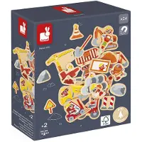 Janod - 24 Construction Equipment Magnets - Multi/patterned - ONE SIZE