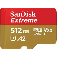 SanDisk Extreme 512 Gt MicroSDXC UHS-I U3 V30 A2 -muistikortti + SD-adapteri