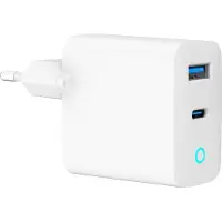 Gembird GaN USB-A USB-C Charger LED 65W PD QC3.0 white