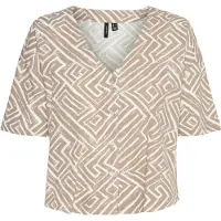 Vero Moda Pusero 'VMJESMILO' tummabeige / valkoinen
