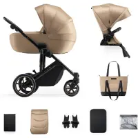 Kinderkraft Prime 2 2-in-1 Yhdistelmävaunut, Sandrose Beige