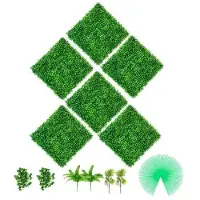 Vevor -keinotekoiset puksipuupaneelit, 6 kpl 20"x20" puksipuuaitaseinäpaneeleita, PE-keinotekoinen nurmikkotaustaseinä 1,6", yksityisyyttä suojaava pensasaitasuoja ulko-, sisä-, puutarha-, aita- ja tak