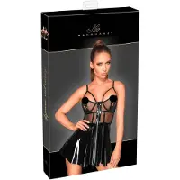 Noir - wetlook mekko verkkoyksityiskohdilla - musta - XL