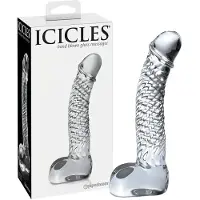 Pipedream No. 61 - kivesi, peniksellinen lasidildo (läpinäkyvä)