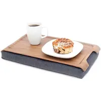 SmartaSaker Mini Laptray -tarjotin, saksanpähkinä/harmaa