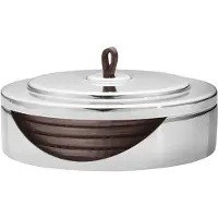 Georg Jensen Manhattan lasinalunen 4-pakkaus Ruskea nahka