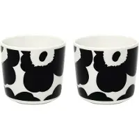 Marimekko Oiva - Unikko korvaton kahvikuppi, 2 kpl, valkoinen - musta