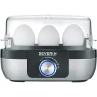 Severin EK 3163 BPA-vapaa munakeitin, mukana mitta-astia, teräksinen munapihdit, musta