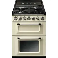 Smeg 60 cm Victoria kaasuliesi kahdella uunilla, Creme