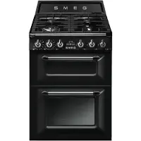 Smeg TR62BL 60 cm Victoria kaasuliesi kahdella uunilla, Musta