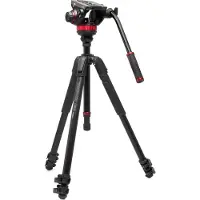 Manfrotto 502 Nestemäinen Videopää Tasapohjaisella 055 Alumiinitripodilla