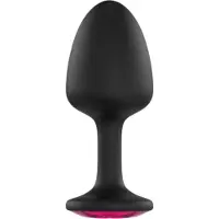 Dorcel Geisha Plug Ruby L - pinkkijalokkeellinen anaalitappi (musta)