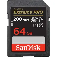 SanDisk 64GB Extreme Pro, SDXC -muistikortti, UHS-I V30 U3, 200/90 MB/s
