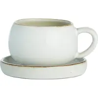 Lene Bjerre Amera espressokuppi aluslautasella White sands
