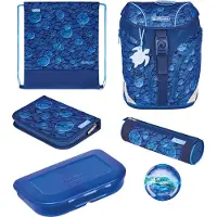 Herlitz SoftLight Plus GreenLine Deep Sea, Eväslaatikko, Kynäkotelo, Pencil pouch, Koululaukku, Urheilukassi, Poika, Peruskoulu & ala-aste, Reppu, 16 (50043026)
