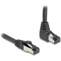 DeLOCK – RJ45 Network Cable Cat.8.1 S/FTP 90° downwards angled / straight 0.5 m black (80399)