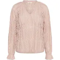 Cream Crtully V-Neck Lace Blouse - Pink - 36