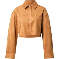 Monki Cropped Western Shirt - Brown - XXS