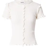 Monki Frill-Edge Ribbed Knitted Top - White - XXS