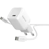EPICO 30W PD laturipaketti 1.2m USB-C to USB-C kaapelilla - valkoinen